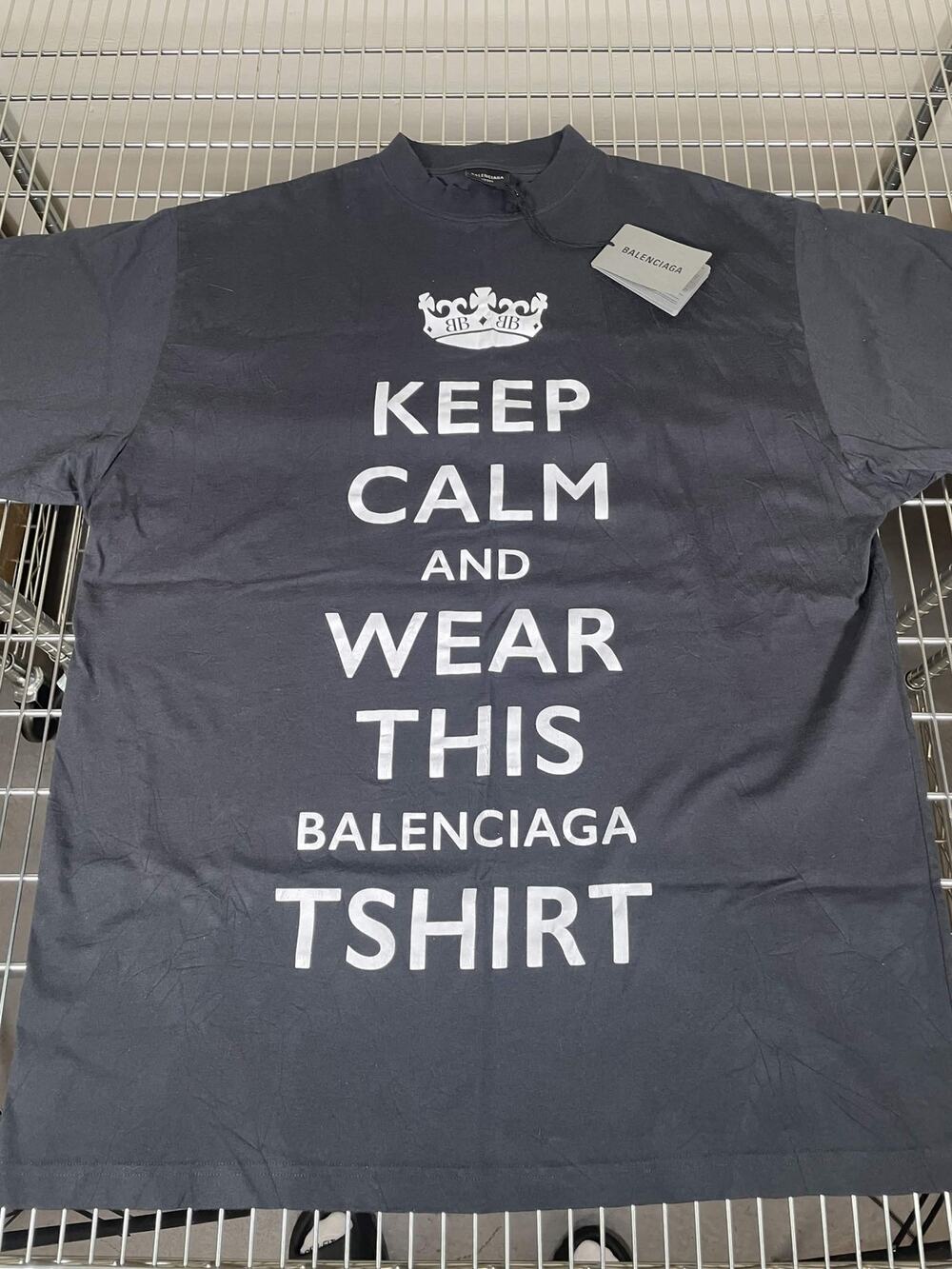 BALENCIAGA KEEP CALM AND WEAR THIS BALENCIAGA T-SHIRT BLACK SIZE 2